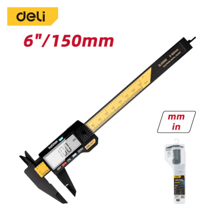 เวอร์เนียร์ DELI DL90150-BK-01 จอ LCD 6นิ้ว สีเหลือง_9